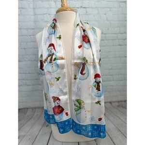 Adorable Echo Snowman Silk Scarf 58" x 12"